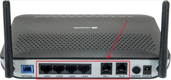 Порты роутера Huawei HG8245
