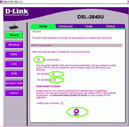 Пошаговая настройка роутера d-link 2640u