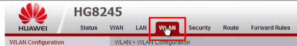 Перейдите на вкладку WLAN на HuaWei